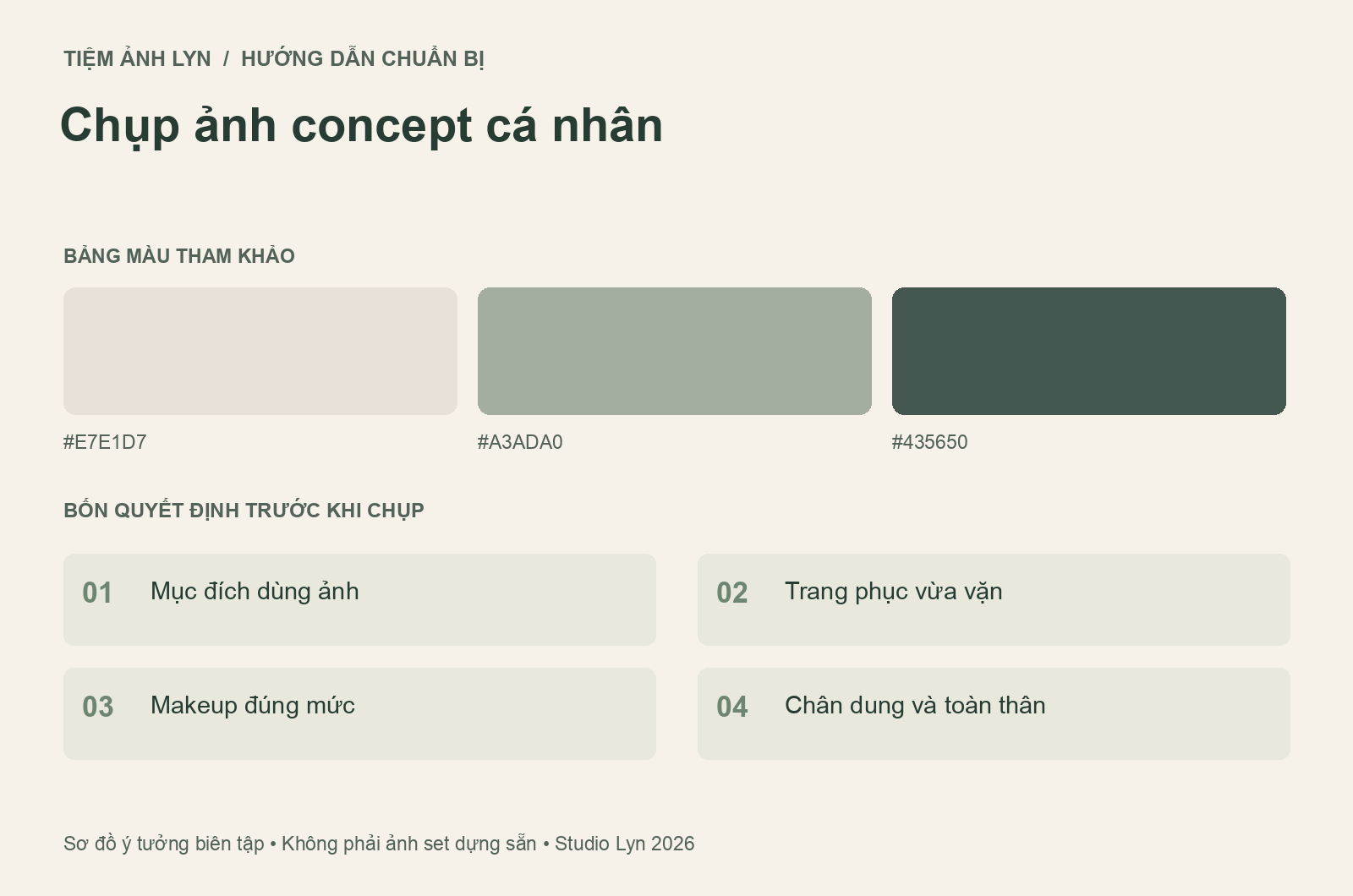 Sơ đồ bảng màu và các bước chuẩn bị chụp ảnh concept cá nhân