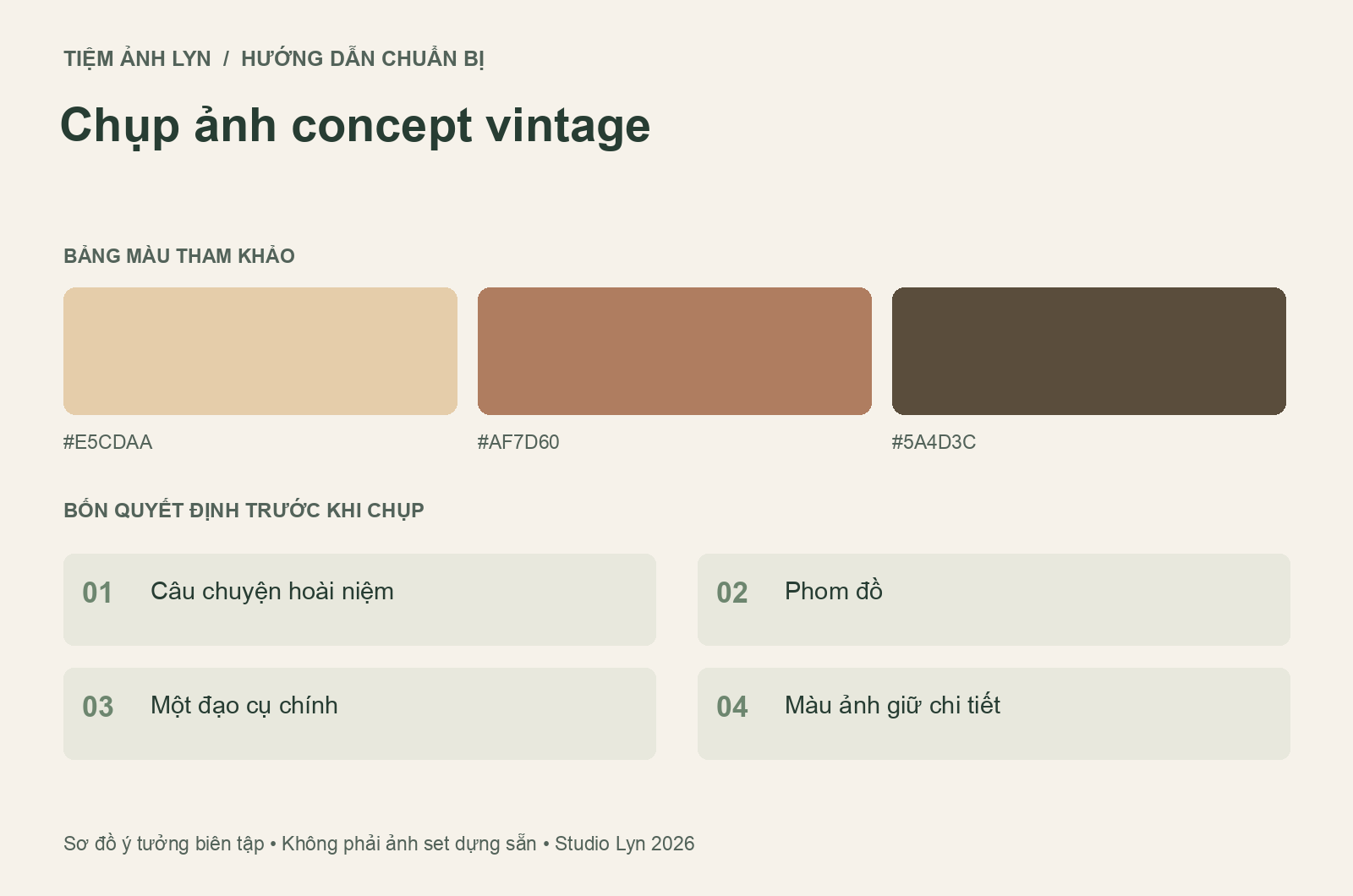 Sơ đồ bảng màu và các bước chuẩn bị chụp ảnh concept vintage