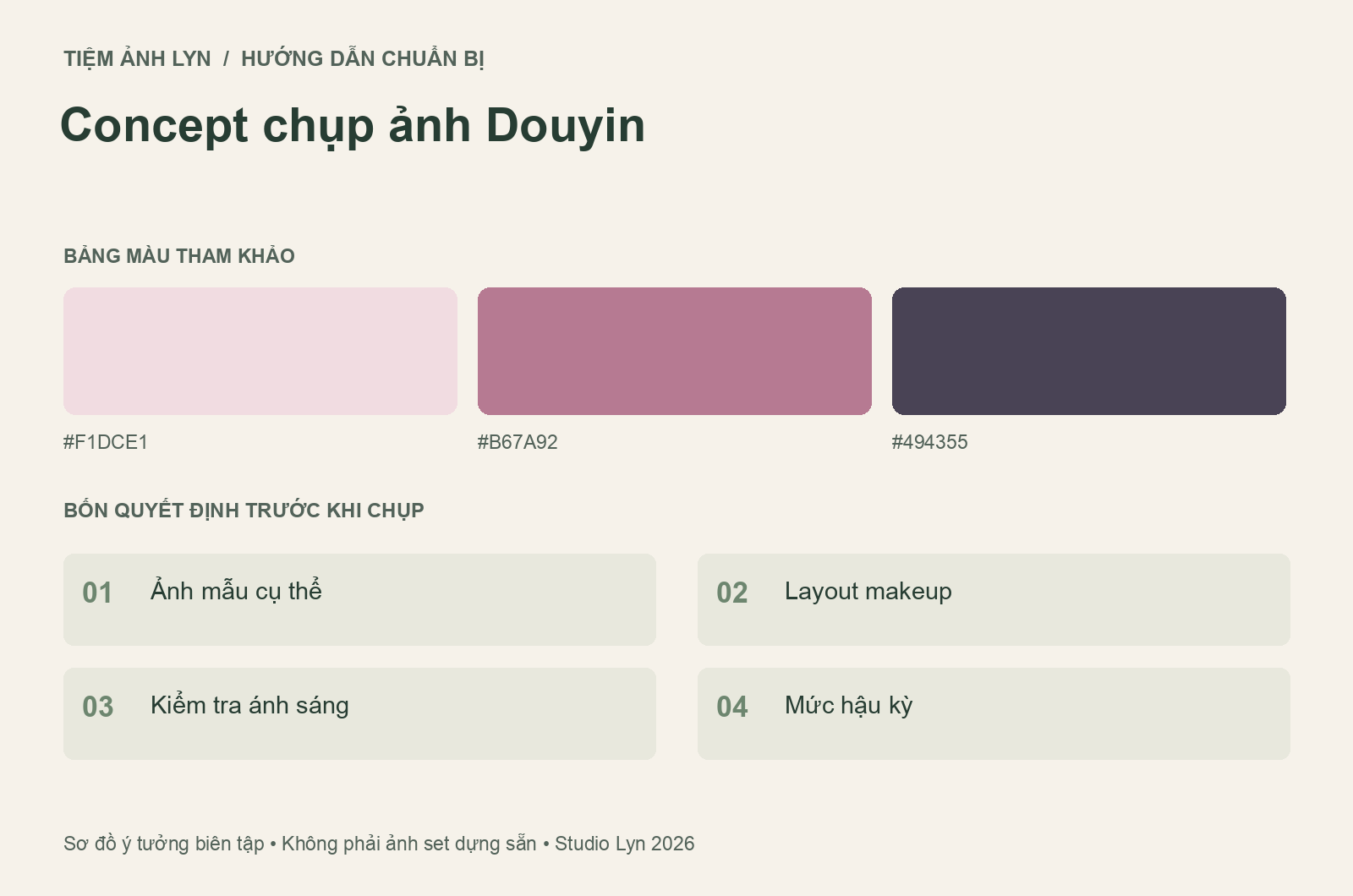 Sơ đồ bảng màu và các bước chuẩn bị concept chụp ảnh douyin