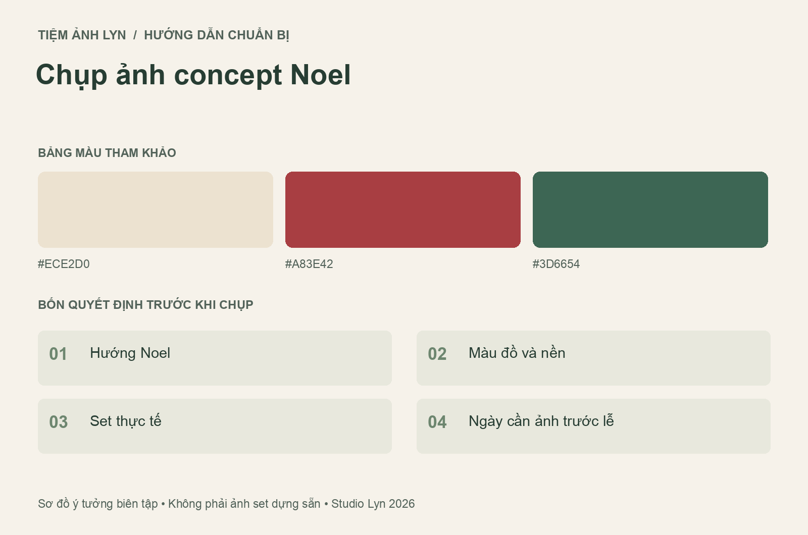 Sơ đồ bảng màu và các bước chuẩn bị chụp ảnh concept noel