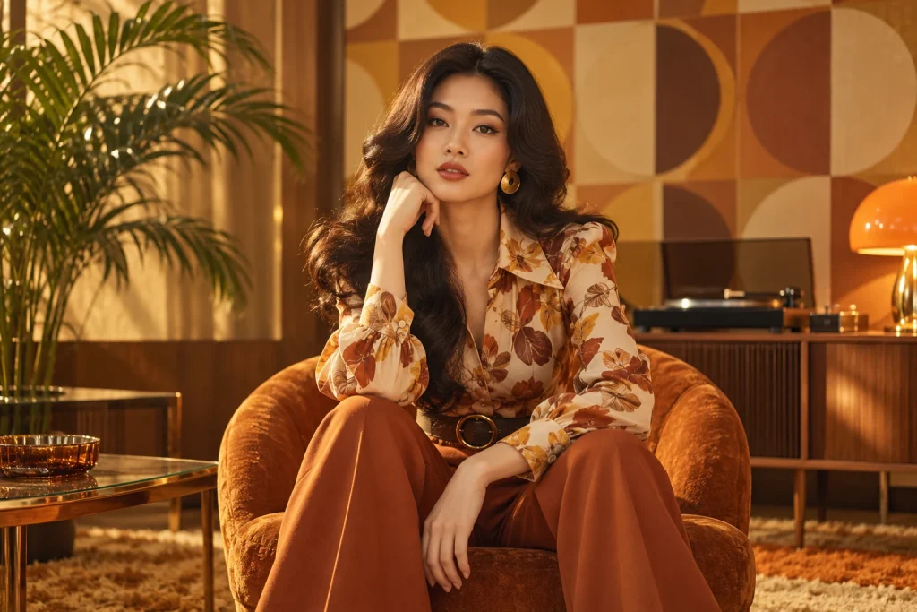 Chân dung với trang phục và bối cảnh theo phong cách retro — ảnh minh họa AI