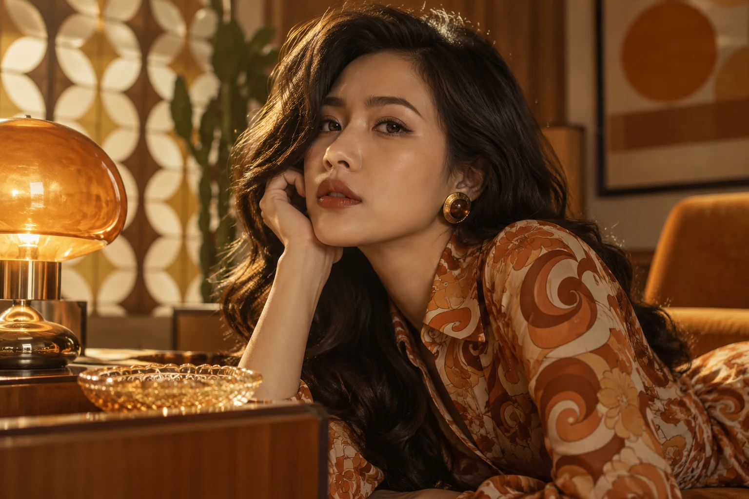 Góc cận thể hiện trang phục và bối cảnh theo phong cách retro — ảnh minh họa AI