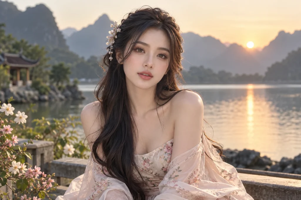 Chân dung với makeup và ánh sáng chân dung theo phong cách Douyin — ảnh minh họa AI