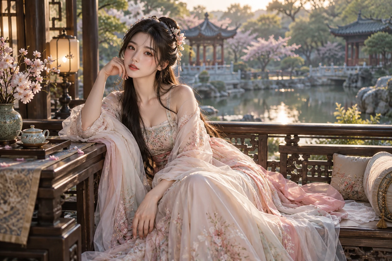 Bối cảnh và tạo dáng với makeup và ánh sáng chân dung theo phong cách Douyin — ảnh minh họa AI