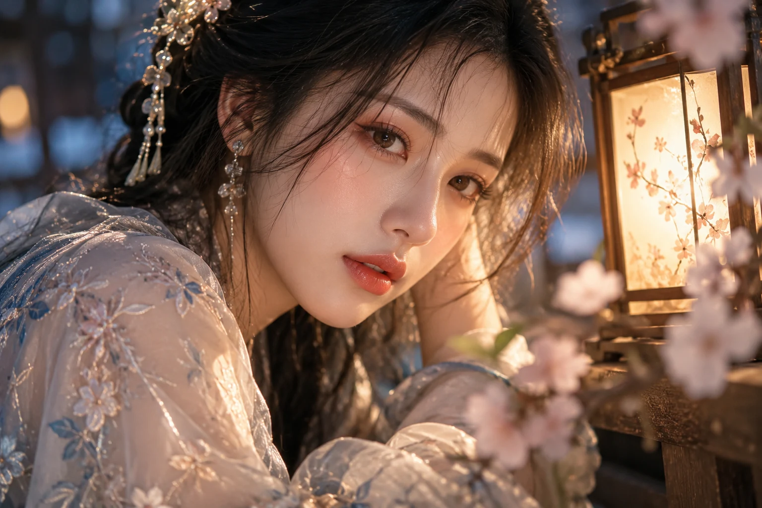 Góc cận thể hiện makeup và ánh sáng chân dung theo phong cách Douyin — ảnh minh họa AI